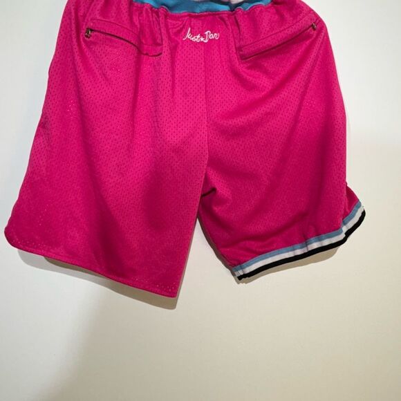 VINTAGE Just Don Miami Heats Men Shorts S Pink Retro Embroidered Team Logo NBA - Picture 3 of 5